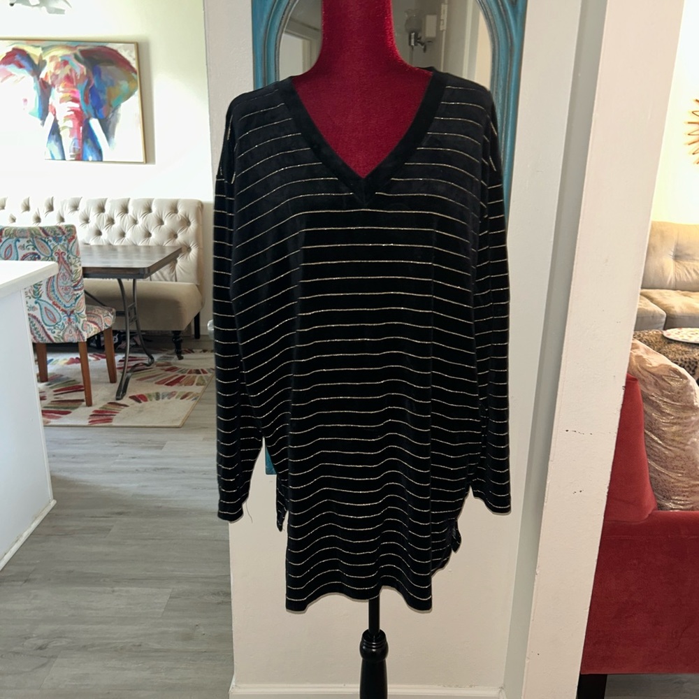 Vintage Velvet Gold Striped Sweater